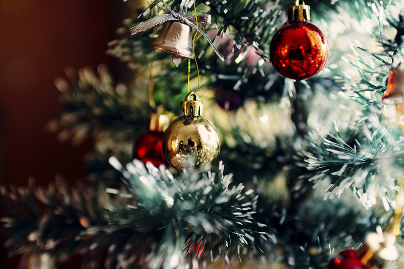 Baubles on christmas tree