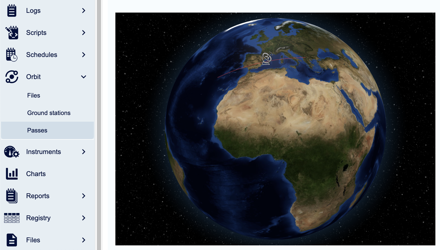 3D visualisation of satellite orbits in Monica