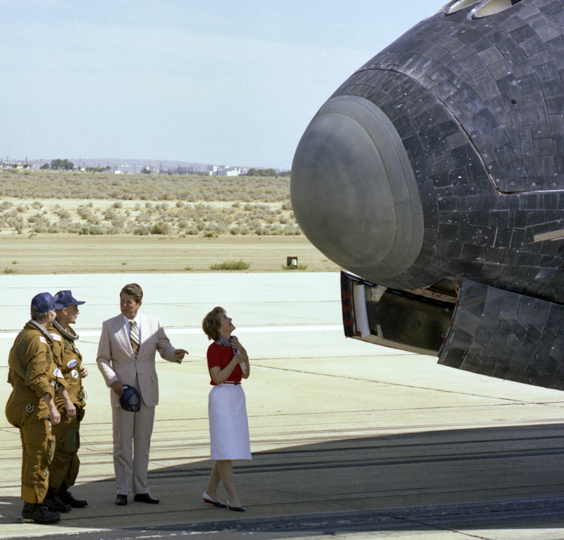 The Reagans with the Space Shuttle