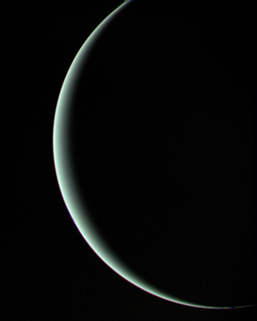 Uranus crescent seen when flying by